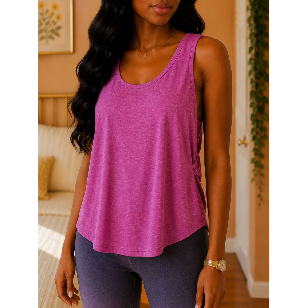 Knot Twist Open Back Sleeveless Activewear Tank Top LOS Angeles Design